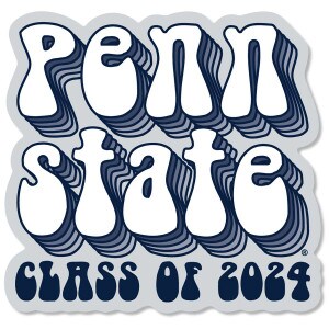 vinyl decal Penn State Class of 2024 in 70s style bubble text